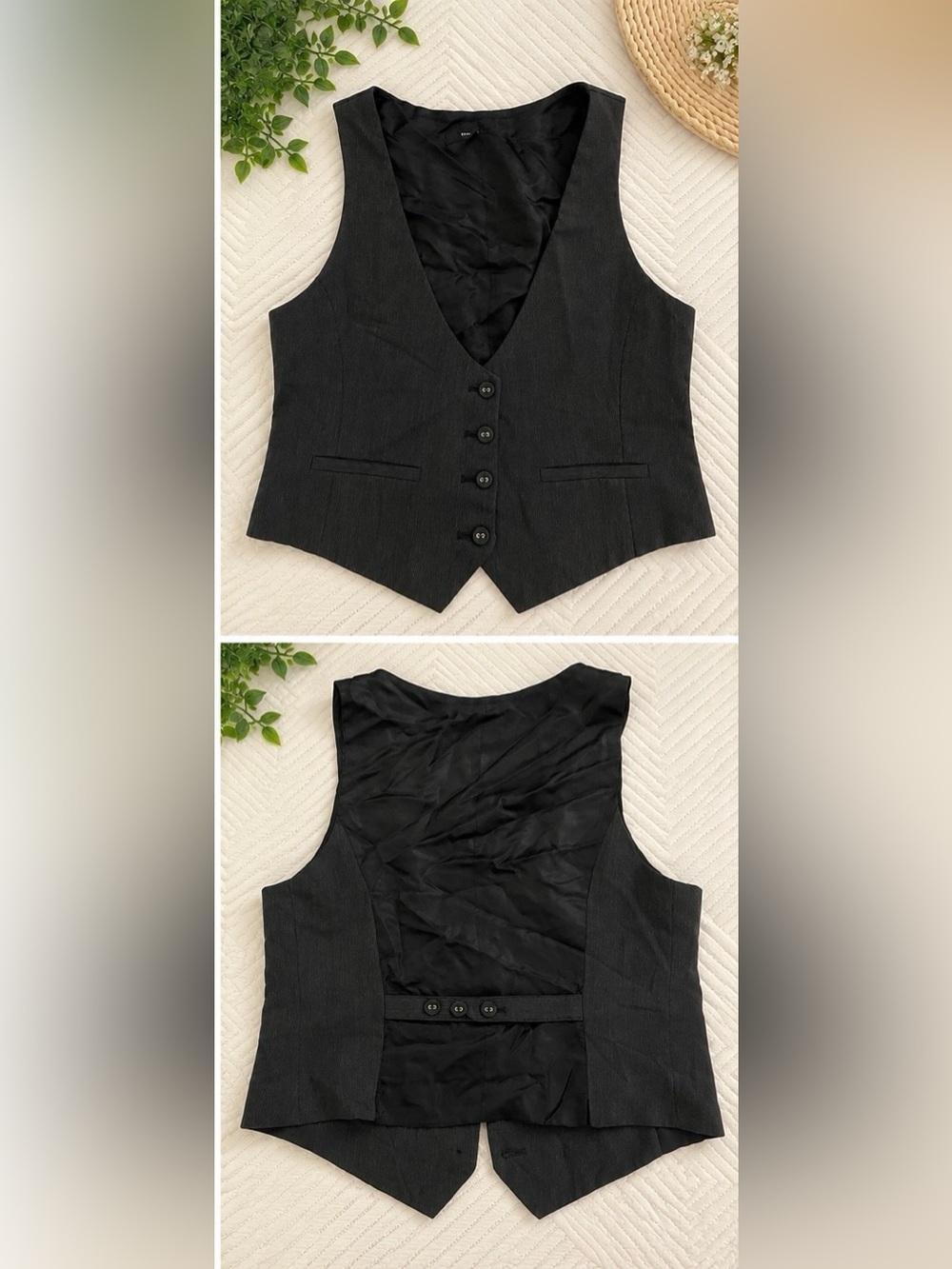 Van Heusen Black Women's Tailored Button Vest